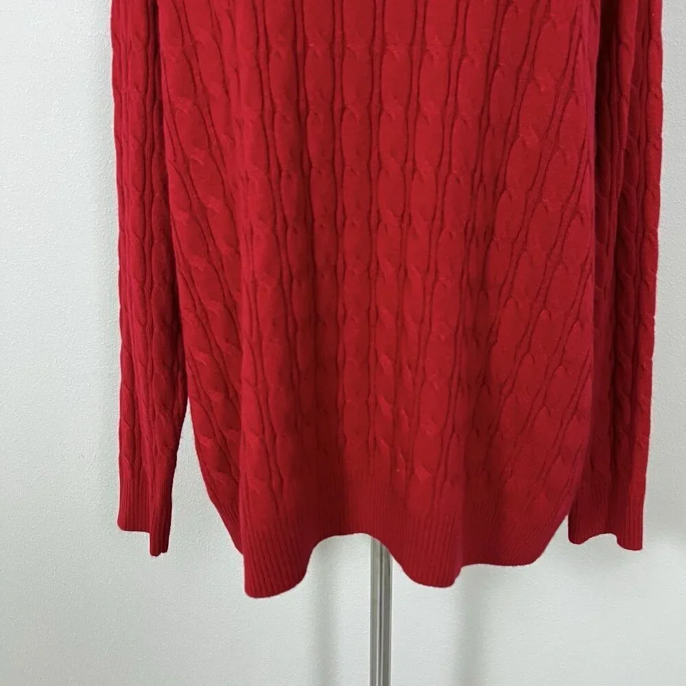 Red Cable Knit Sweater Womens Size 1X Soft Cozy Christmas Holiday Croft & Barrow